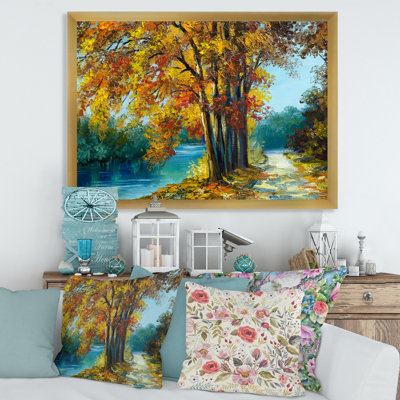 «Trees in Warm Autumn Colors» par Bright Blue River - peinture sur toile