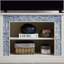 Grand support de rangement pour bureau de télévision avec bordure en faux pierre, console média avec rangement spacieux et design moderne