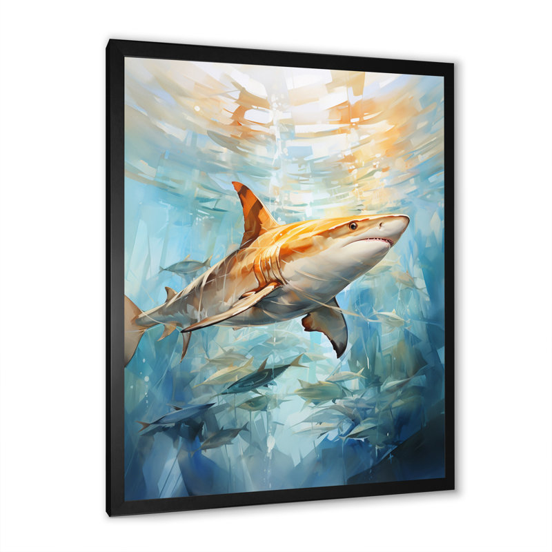 Voile d'aquarelle bleu et beige sur toile, Cadre photo noir, L 12 po x H 20 po