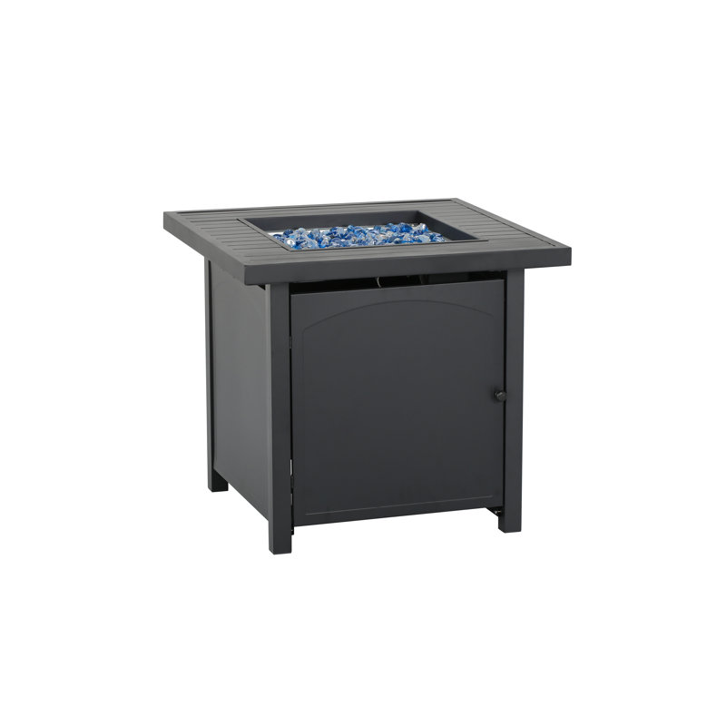 Pottershill Square Steel Propane Smokeless Fire Pit Table with Hidden Fuel Tank