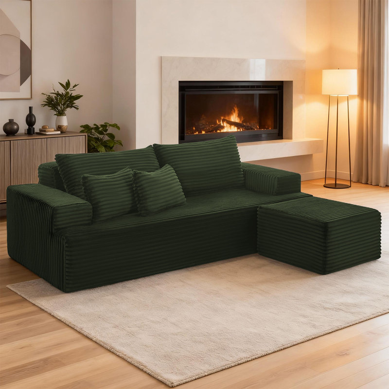 83.5'' Wide Comfy Cloud Couch Boneless Sectional Modern Sofa in a Box,Loveseat Sofa With Ottoman Sectional Couches for Living Room, Bedroom, Office, No Assembly Required