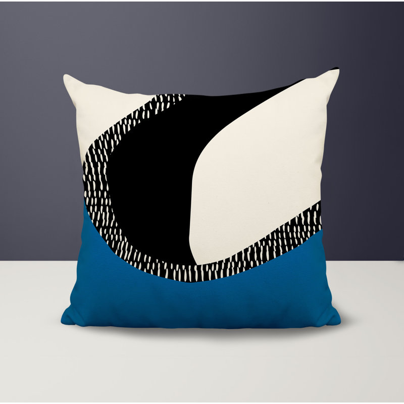 Coussin carré intérieur / extérieur pia, H 19 po x l 19 po, Turquoise / noir / blanc cassé