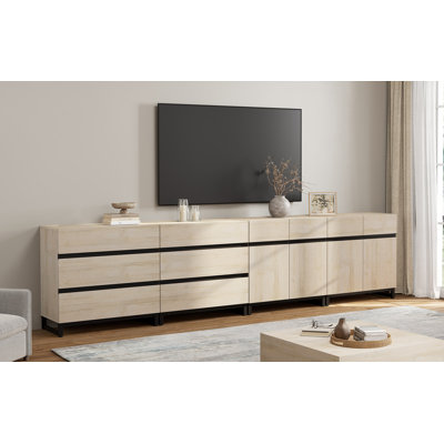 Modern TV Stand For Tvs Up To 120 Inches, 4-In-1 Entertainment Console With 6 Drawers And Adjustable Shelves, Media Cabinet For Living Room Or Bedroom