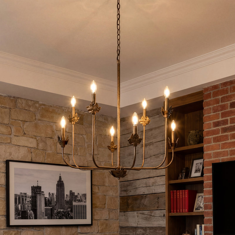 8-light Rustic Industrial Chandelier With Adjustable 60'' Chain