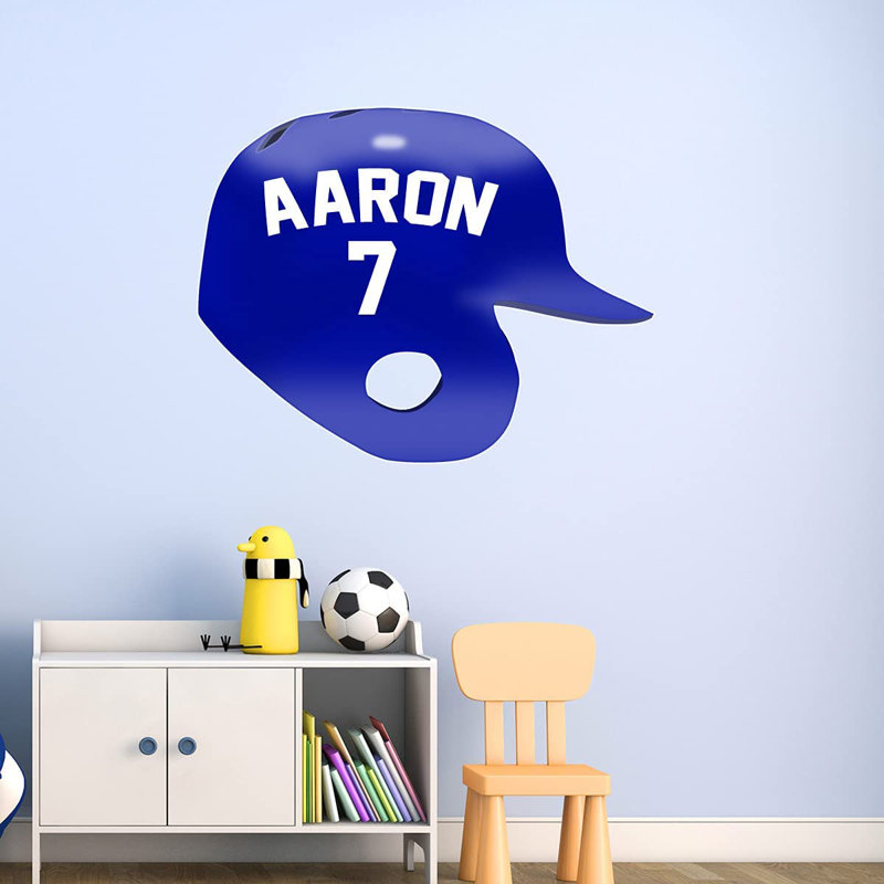 Adhésif décoratif casque de baseball, H 18 po x l 23 po, Bleu