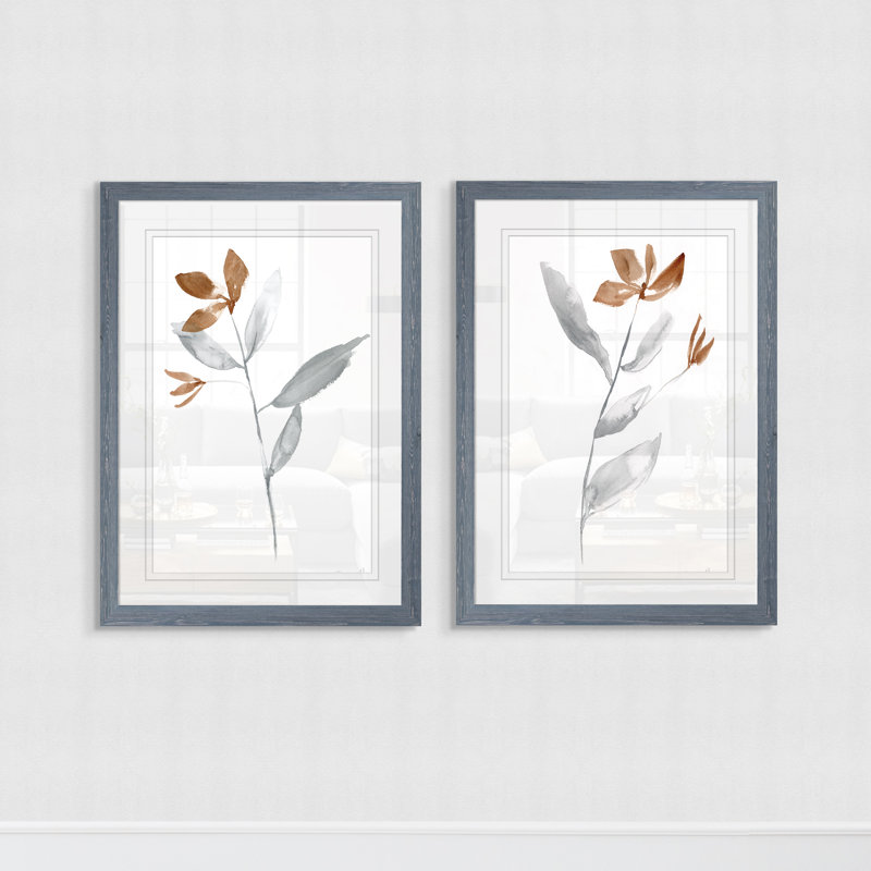 «Simple Stem I» par Vincent Van Gogh - ensemble de 2 reproductions d'art, H 24 po x l 18 po x P 1,25 po, Cadre en papier gris