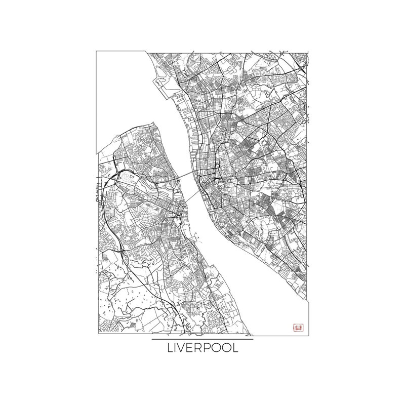 Liverpool Minimal Urban Blueprint Map by Hubert Roguski - Wrapped Canvas Print, 152.5 cm H x 101.5 cm W
