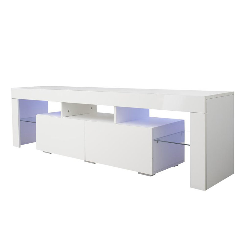 Peiqi TV Stand for TVs up to 70" with Remote Control LED Lights, Modern Media Console, Entertainment Center, 20 Colors LED TV Stand