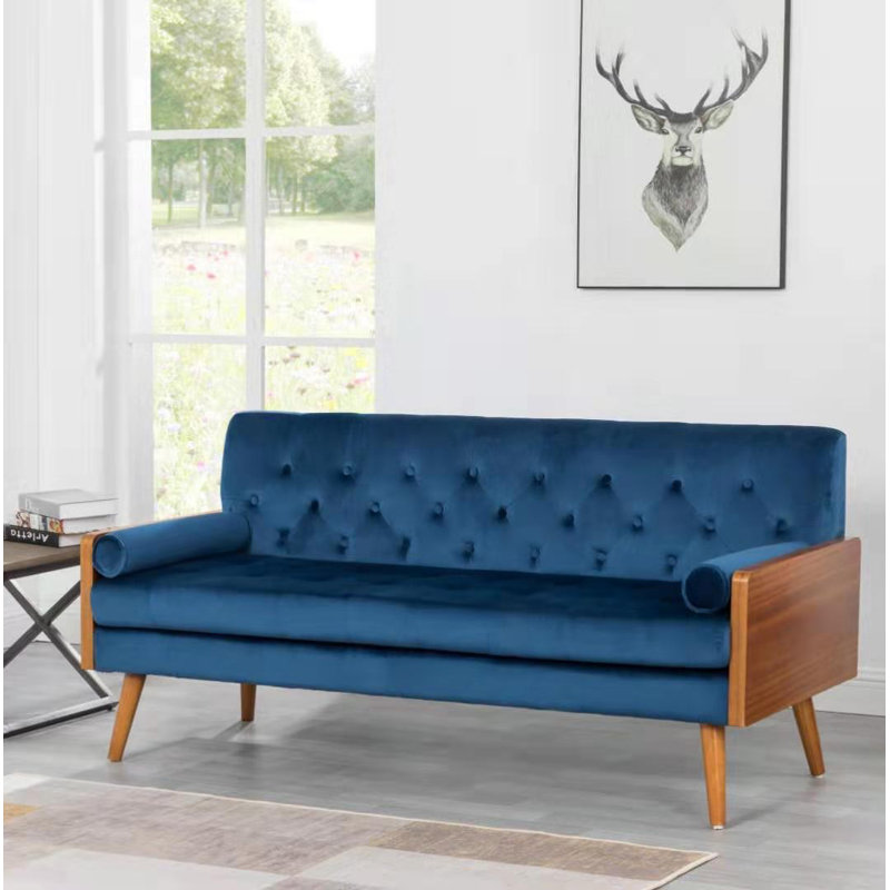 Laramie 68.5'' Velvet Sofa, Dark Blue