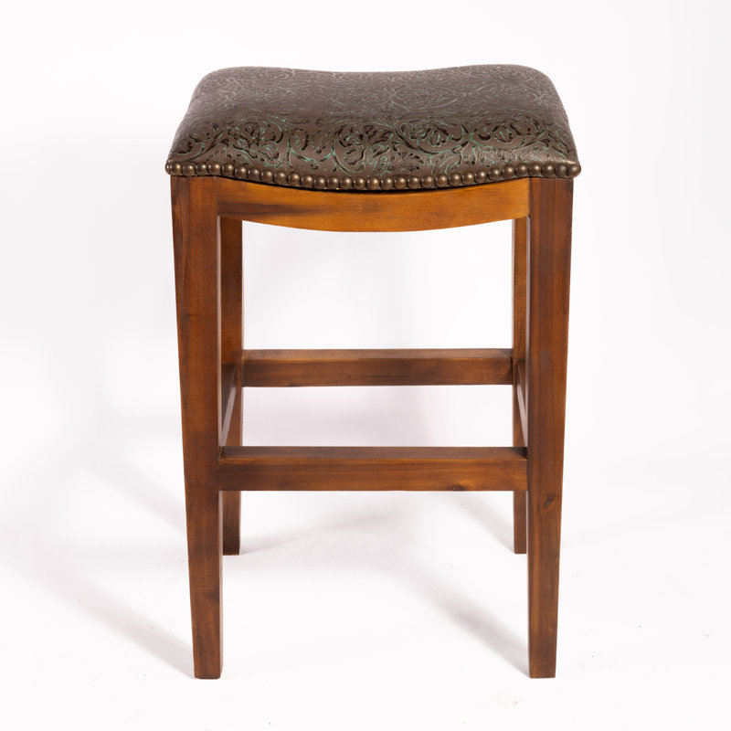 Genson Bar Stool, Bar Stool (30" Seat Height), Saddle Cowboy Turquoise