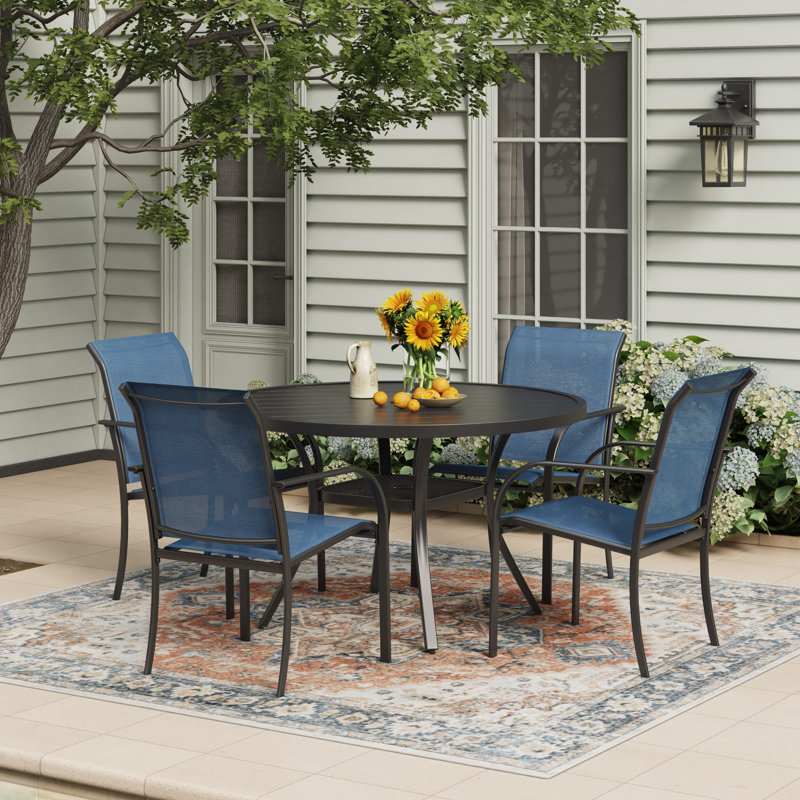 Ensemble repas extérieur pour 4 personnes 47,2 po, Noir / Bleu