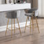 Ensemble de 2 tabourets de bar en velours de 30 pouces avec repose-pieds chromé et pieds dorés-129517053