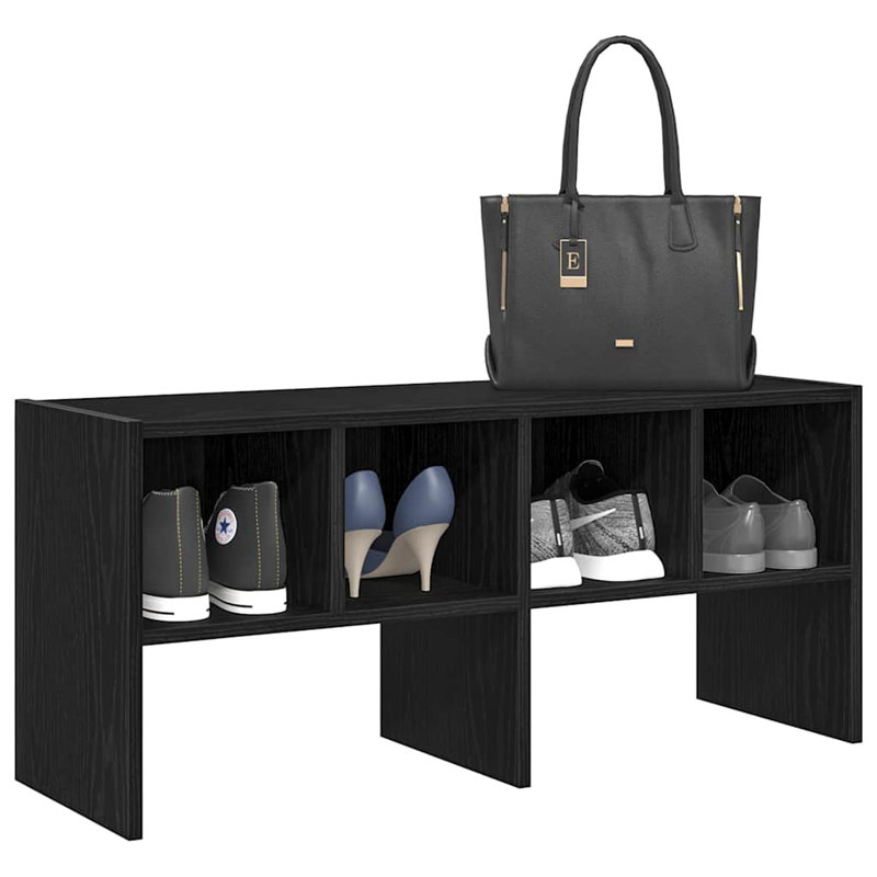 Stefenie 4 Pair Yes Shoe Rack, Black Oak