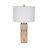 Daye Travertine Table Lamp with Gold Accents & White Drum Shade - 26" Modern Tan & Gold Lamp for Bedroom, Living Room, Office
