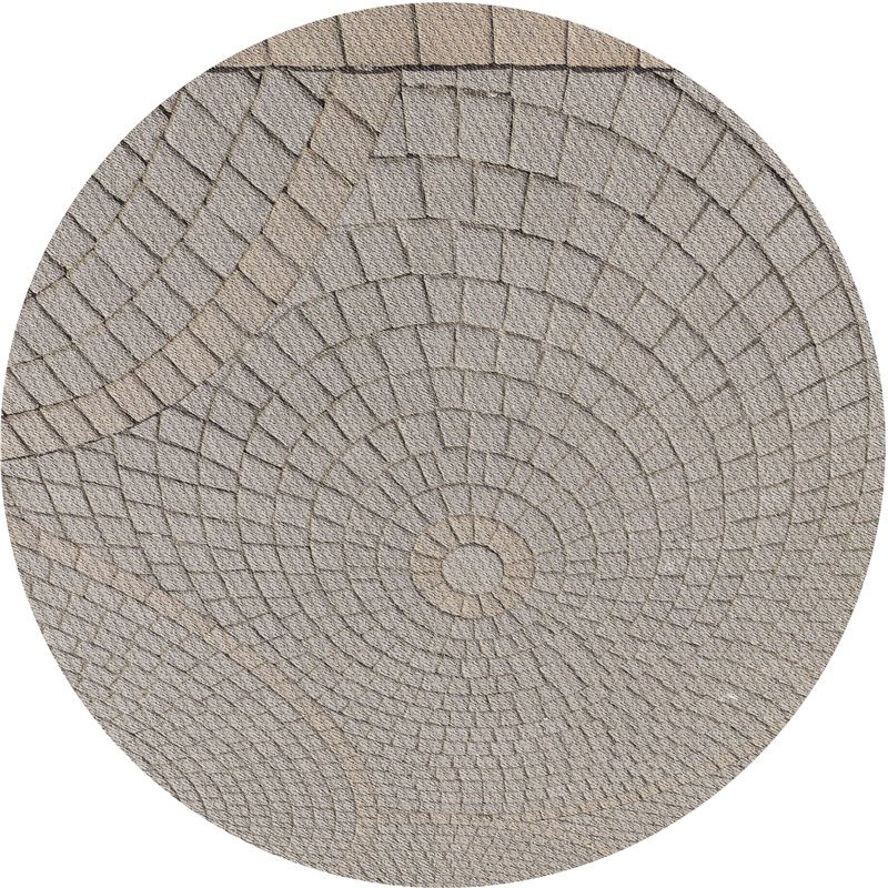 Tapis gris tissé à la machine, Rond 4 pi
