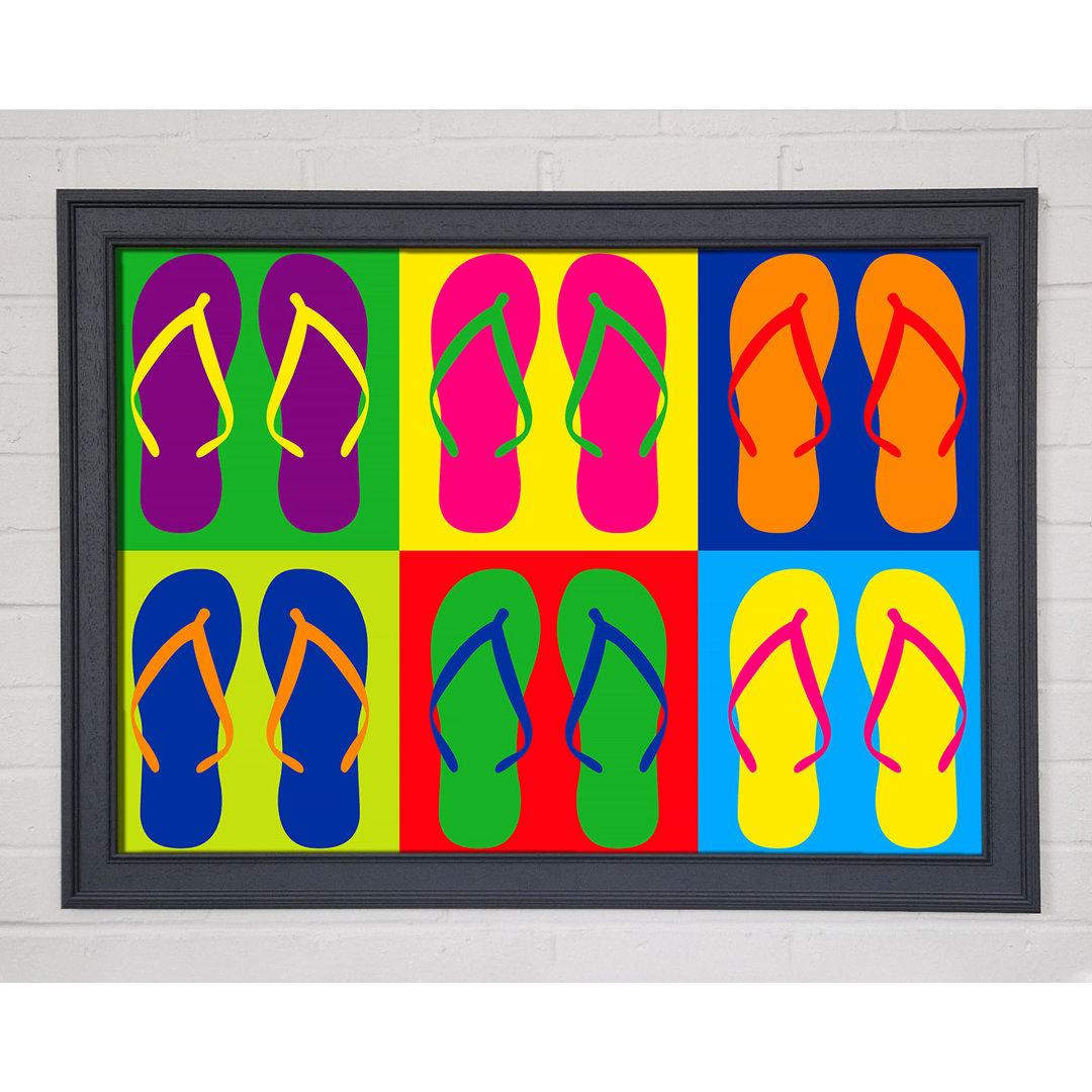 Gerahmtes Wandbild Pop Art Flip Flops