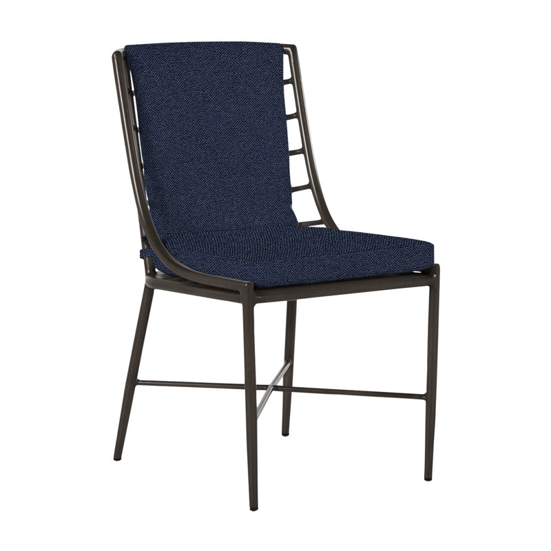 Carmel Patio Dining Side Chair with Cushions, No Welt, Intermix Indigo