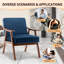 Chaise d'appoint avec structure en bois massif avec revêtement en velours bleu, chaise de style Mid-Century moderne, structure robuste, pour chambre à coucher, salon, espace de lecture, assemblage simple-153651739