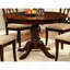 Ensemble de salle à manger 5 pièces de style contemporain avec table à piédestal ronde en bois massif brun et 4 chaises d'appoint