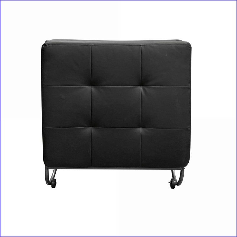 Canapé-lit pliable réglable de taille simple avec tête de lit en polyuréthane noir et tête de lit gris