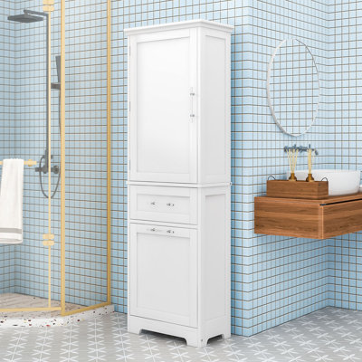 Wood Bathroom Storage Cabinet with 2 Drawers and Shelves