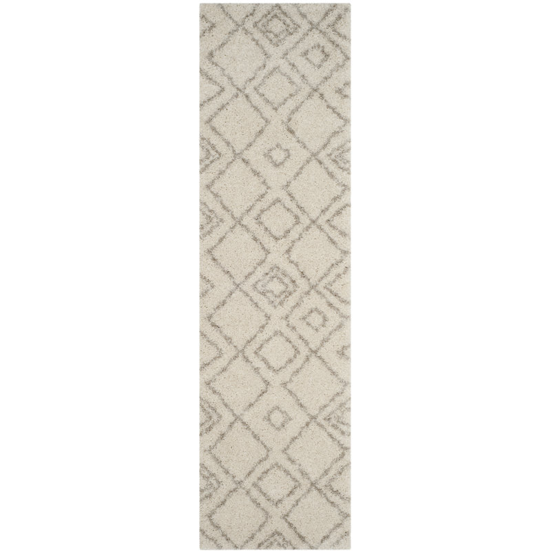 Develin Performance Geometric Rug, Runner 2'3" x 10', Ivory/Beige