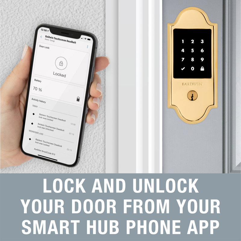 Single Cylinder Smart Deadbolt Z-Wave Technology, Polished Brass