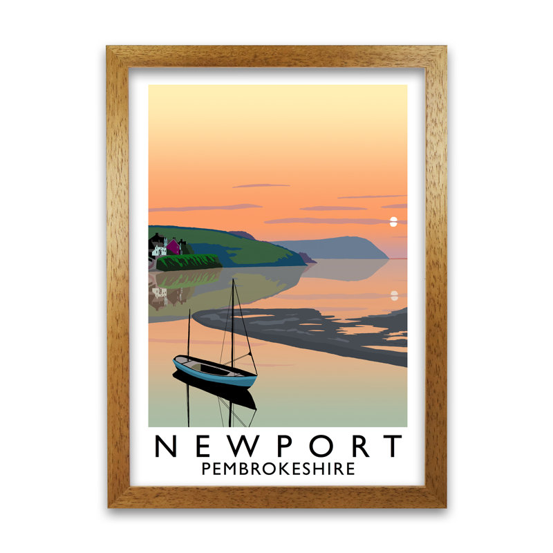 Newport Pembrokeshire by Richard O'Neill - Single Picture Frame Print, 30cm H x 42cm W, Honey Oak