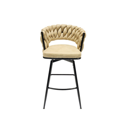 2 tabourets de bar en cuir technique - brun. Pivotant à 360 degrés, cadre en métal pour la cuisine, le bar, le café pivotant, avec îlot de cuisine