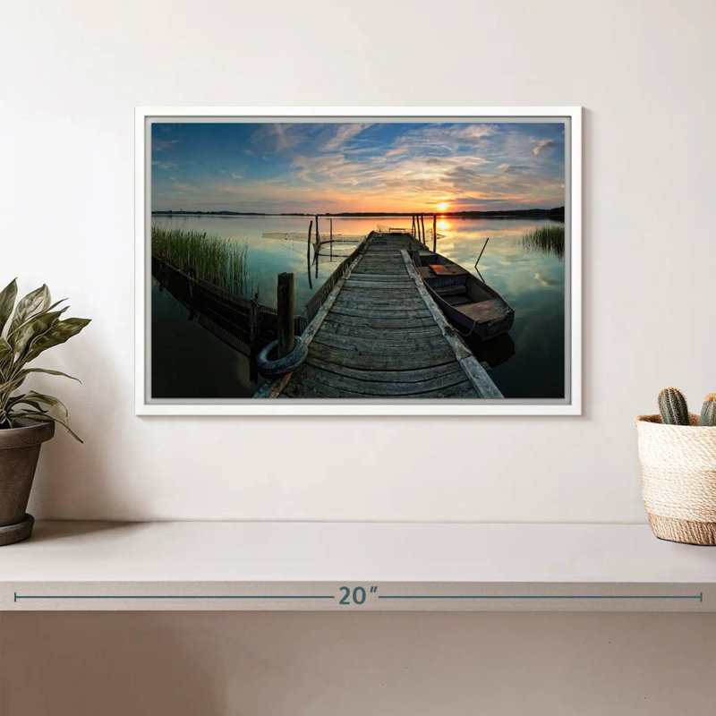 Pêche, Cadre flottant blanc, 13 po x 9 po