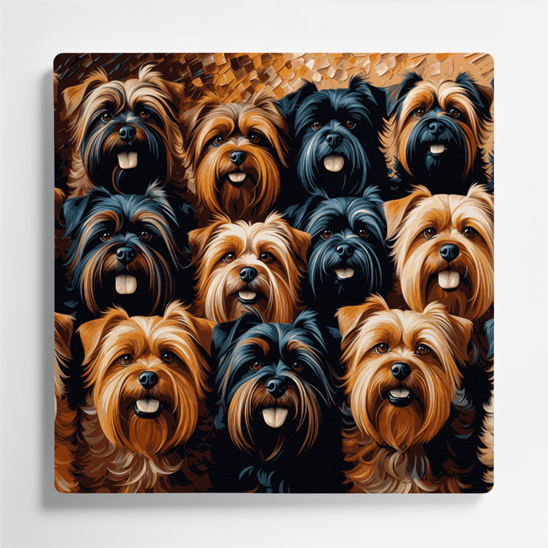 «Dogs Brussels Griffon», art mural en métal noir, H 32 po x l 32 po