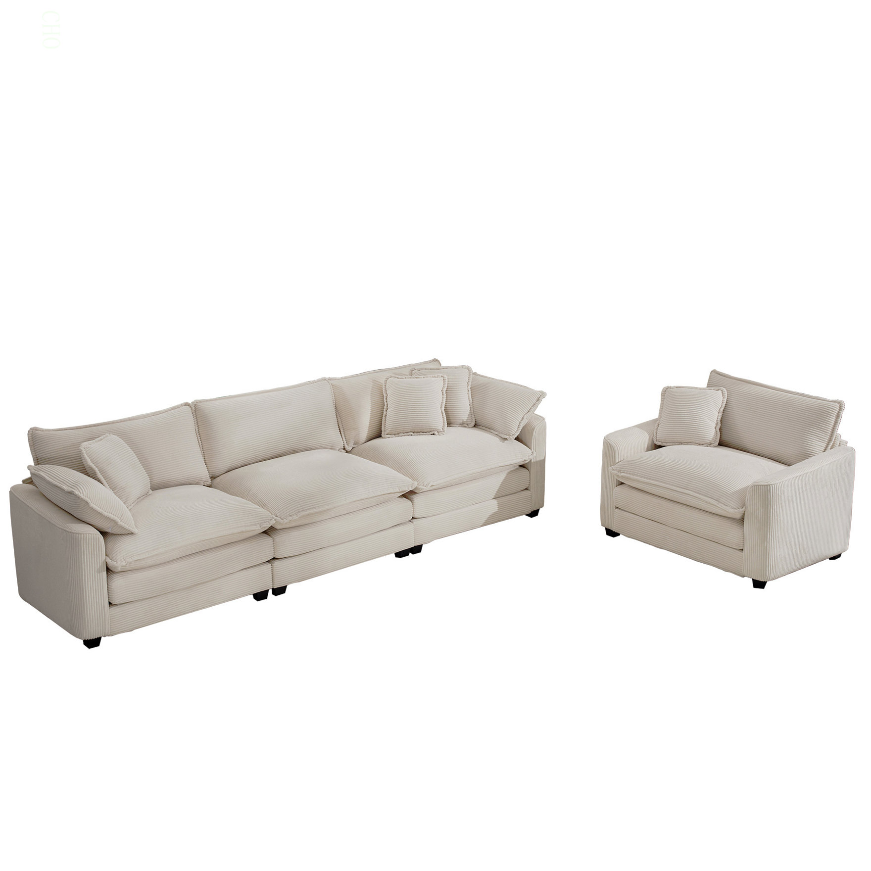 Latitude Run® Mid-Century Modern Set Of 2 Sofas With One 3-Seater Sofa ...