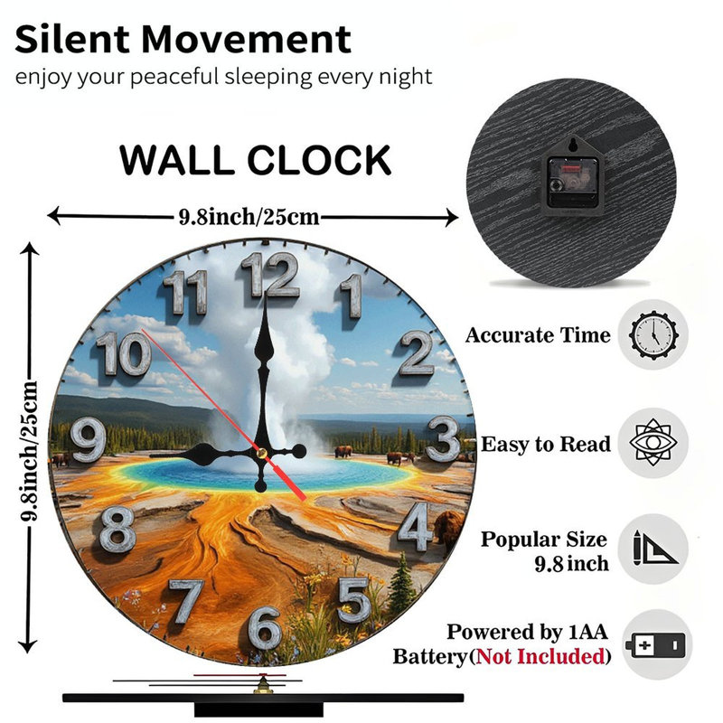 Décoration murale horloge de geyser parc national de Yellowstone
