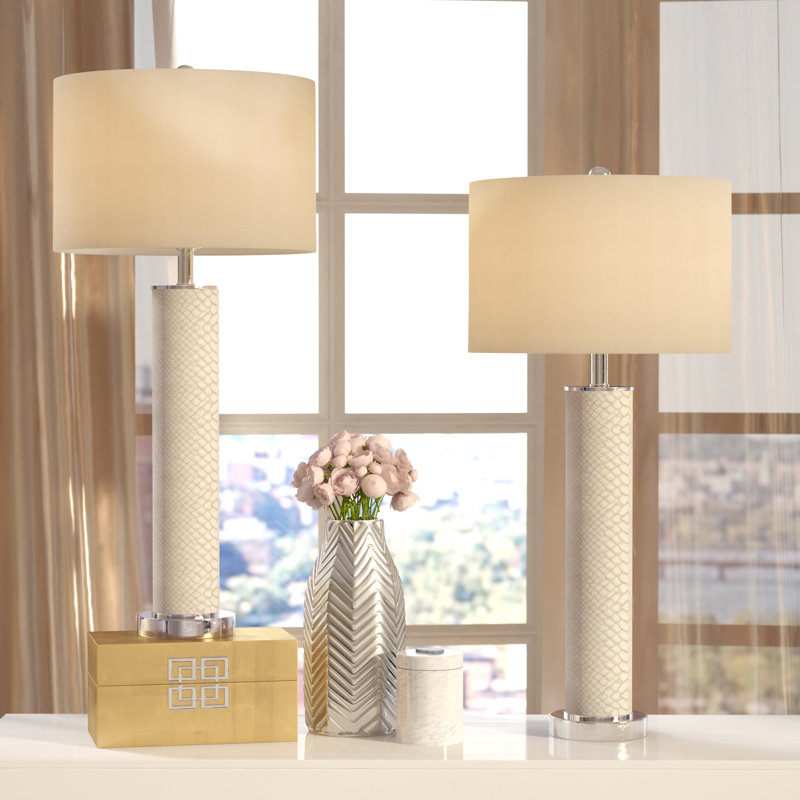 31.5" White Table Lamp Set