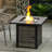 Mehalek 25" H x 30" W Propane Fire Pit Table with Lid, Outdoor Ceramic Tabletop Fire Pit