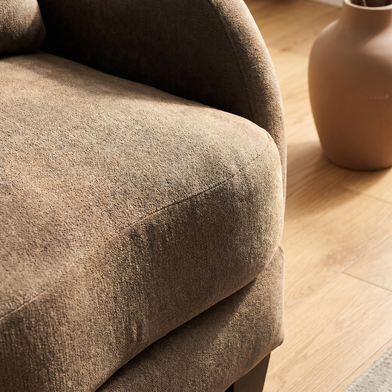 Canapé en chenille Cloud-Comfort avec courbes ergonomiques et coussin lombaire délicat - un soutien moderne et élégant pour les salons