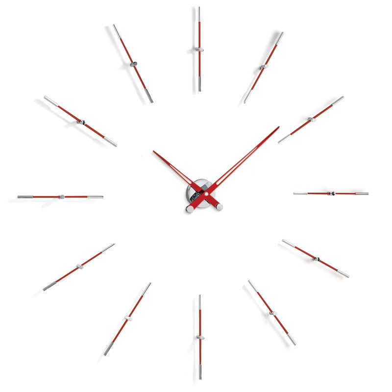 Merlin Metal Analog Wall Clock, Red, Small