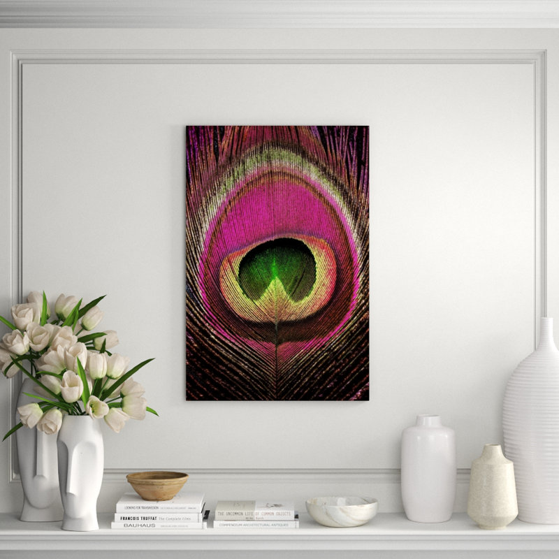 Magenta Feather I Print by Mari Urasawa, 45" H x 30" W x 1.5" D, Glass Coat