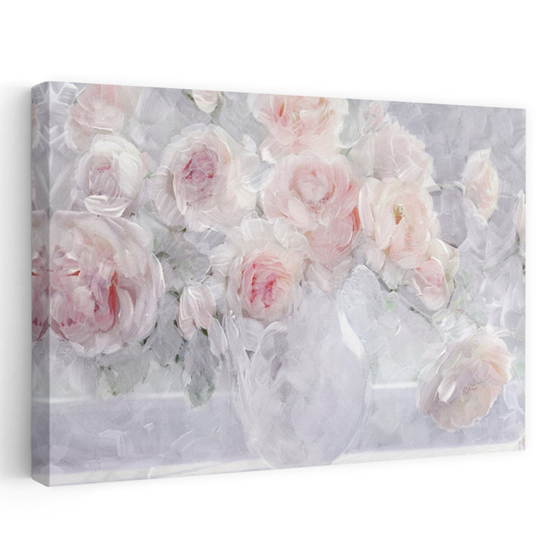 Fleurs fluides, art romantique classique contemporain, H 24 po x l 36 po
