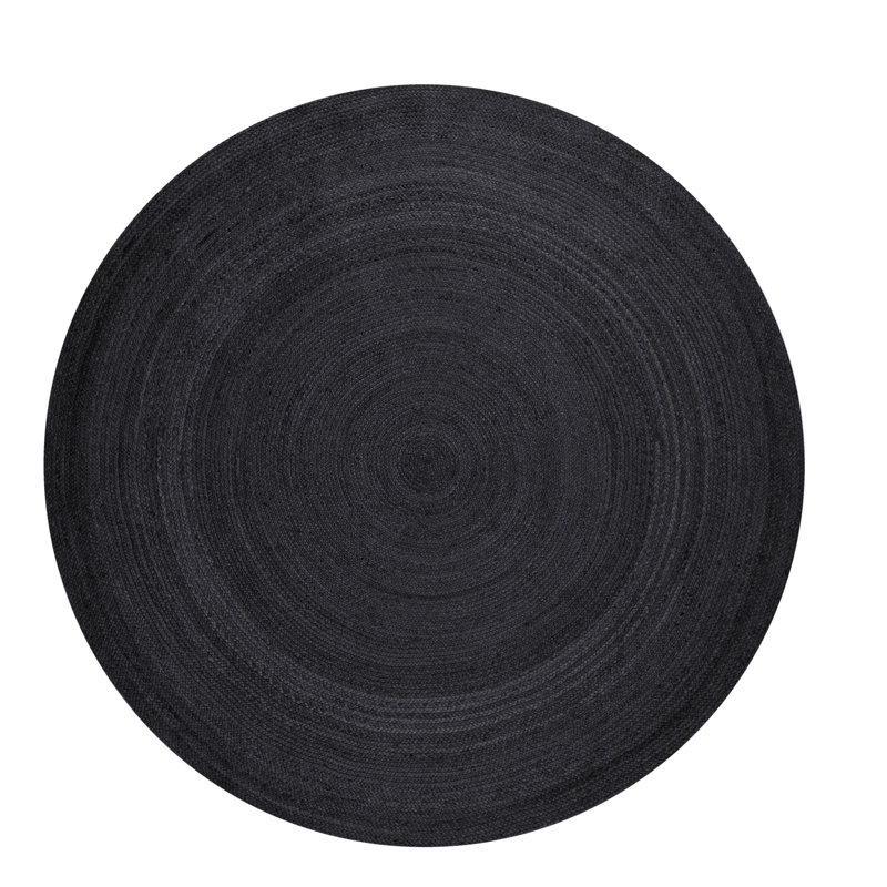 Hanse Home Rangpur - Jute Rug, Natural Rug for Living room, Bedroom, Diningroom, Black, Round 100 cm