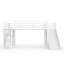 Lit mezzanine en métal pour une personne avec glissade, échelle, tiroirs de rangement, garde-robe et bande DEL pour enfants et adolescents, blanc-913603738