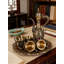 Service à thé vintage rétro avec 6 tasses et plateau de service, ensemble de cafetière en alliage de zinc avec relief exquis, service à thé rétro décoratif pour la décoration intérieure et les fêtes