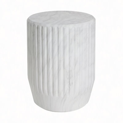 Outdoor Carved Side Table,White