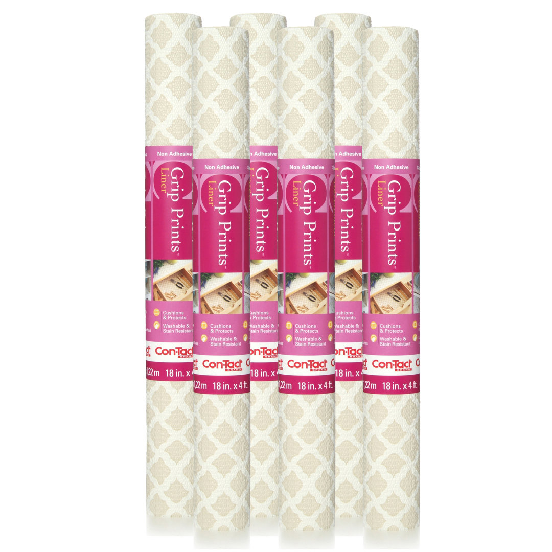 Grip Prints Non-Adhesive Non-Slip Vinyl Liner For Shelf Drawer and Counter Tops (Set of 6) Con-tact Brand