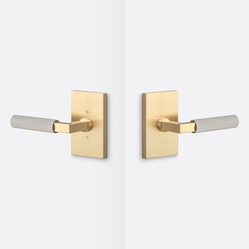 Levanto Passage Rosette, Straight Knurled Grip, Satin Brass/Satin Nickel