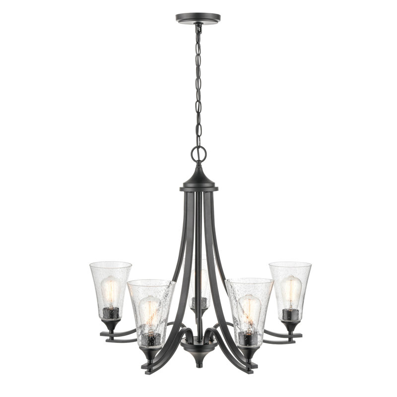 Lustre traditionnel à 5 lumières Natalie, Noir mat