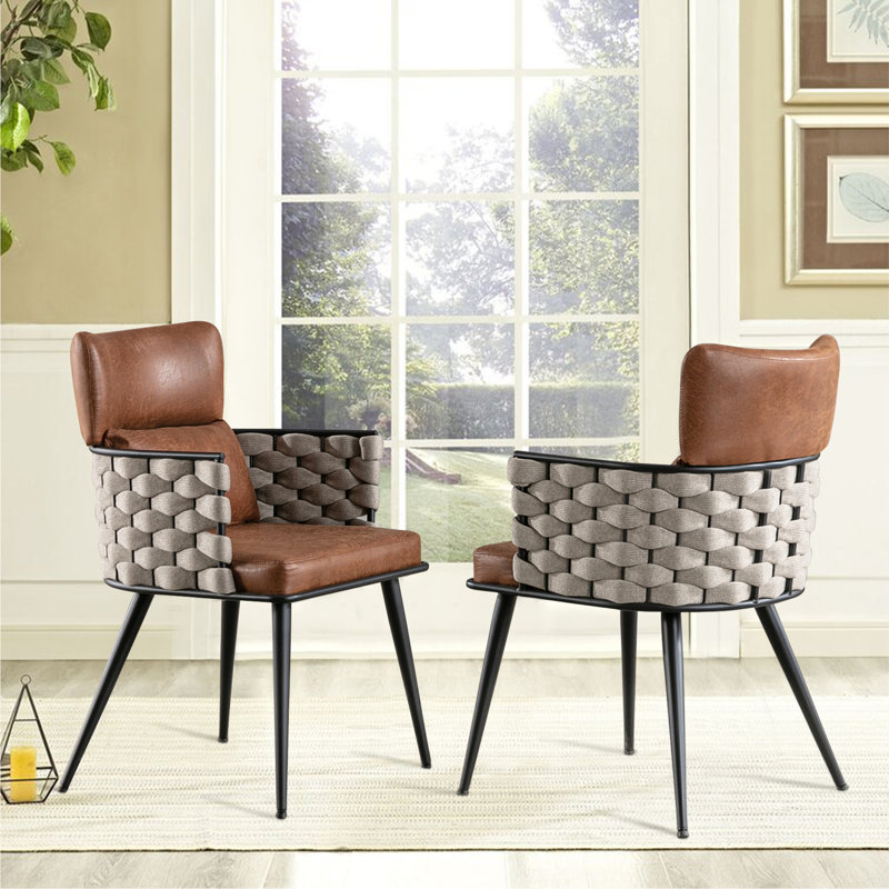 Fauteuil de 22,9 po de largeur, Similicuir brun / beige
