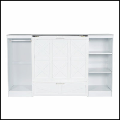 Lit escamotable peu encombrant avec tablettes intégrées et garde-robe pour une vie moderne et un rangement amélioré