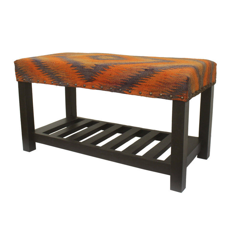 Banc de rangement rembourré avec tablettes