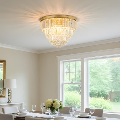 Gold Luxury Modern Crystal Chandelier, Large Ceiling Crystal Light, Suitable for Dining Rooms, Living Rooms, Bedrooms (Bulbs Not Included)